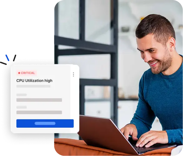Man working in his laptop