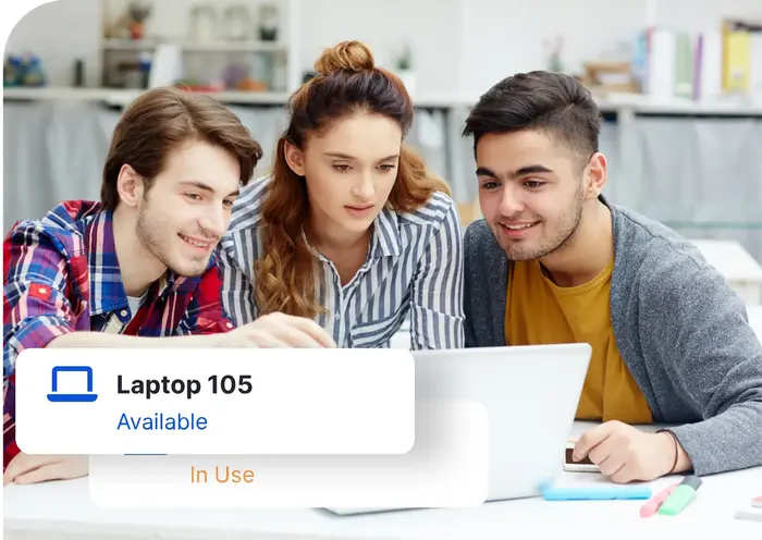 Students checking laptop