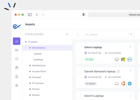 Infraon Assets Dashboard