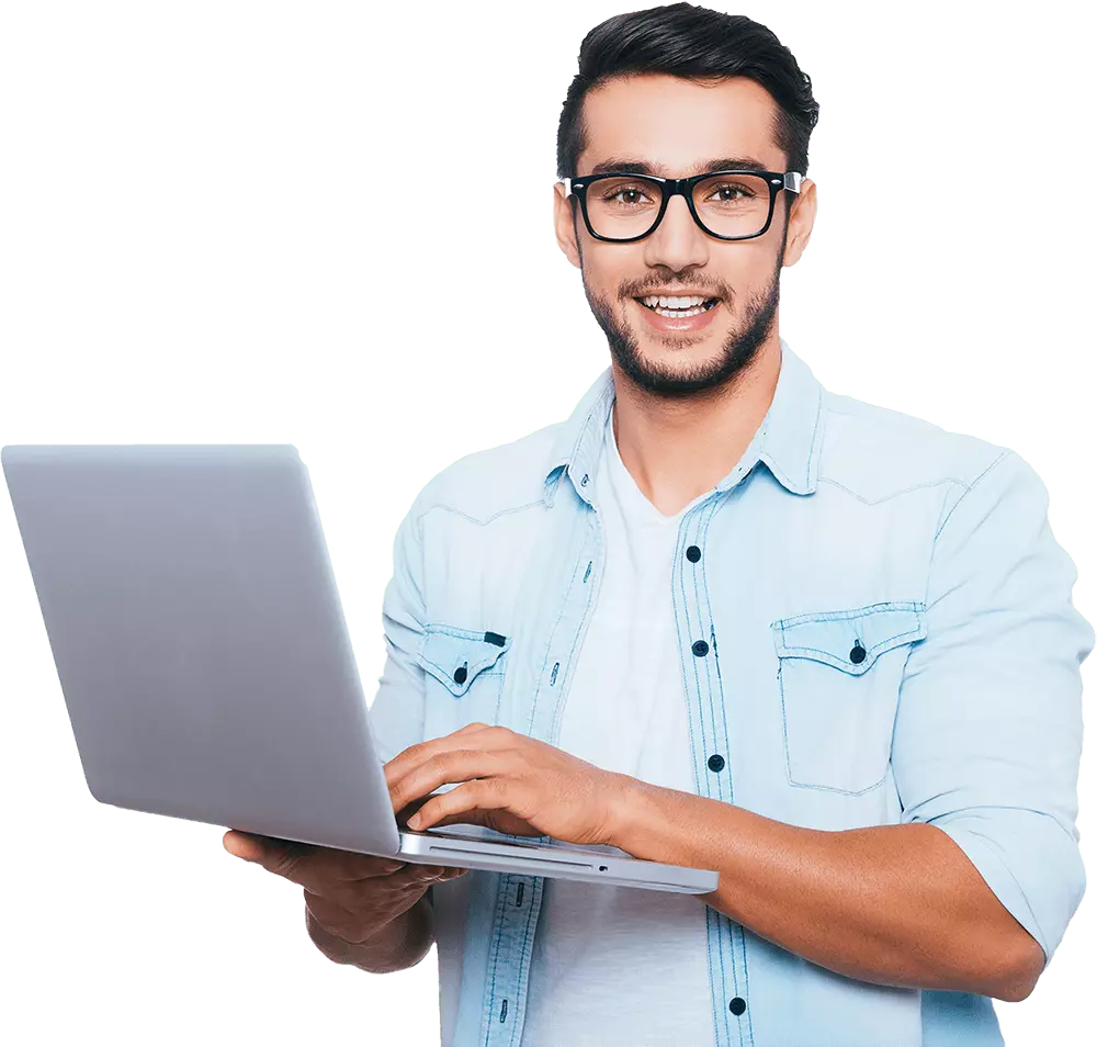 guy pointing at the features