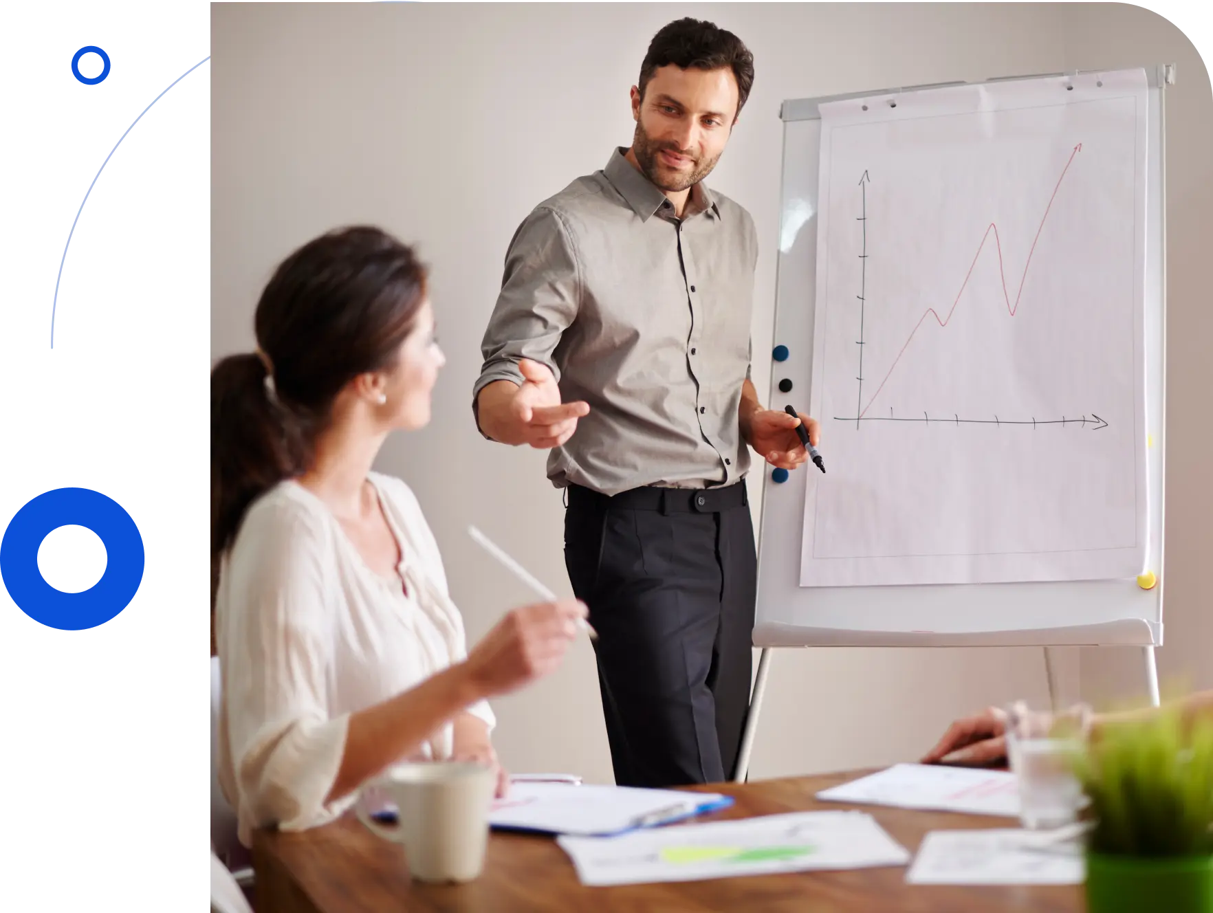 Guy presenting on white board
