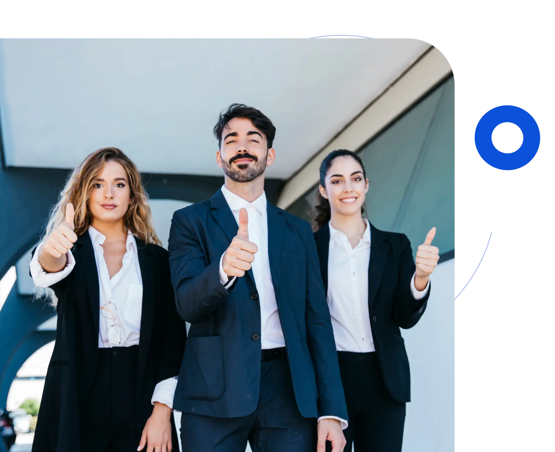 Employees showing thumbsup