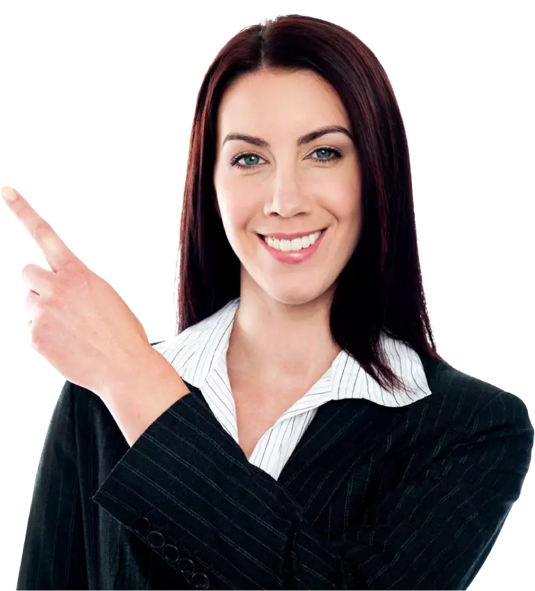 woman point at features