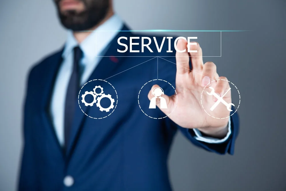 business man touching service screen min