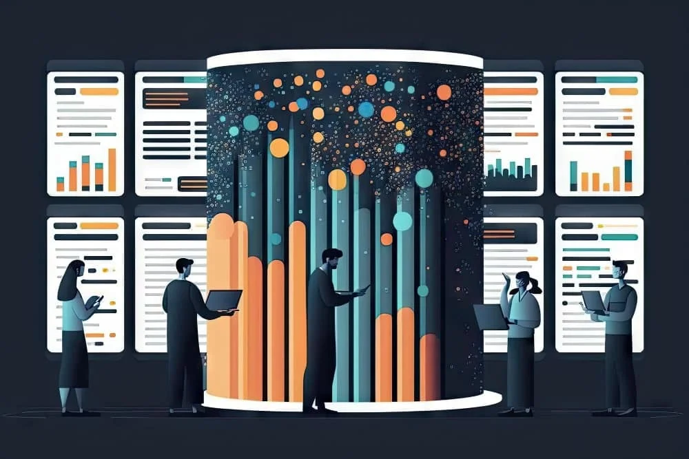 data mining project with team data experts working together analyze interpret complex data sets created with generative ai min
