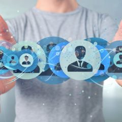 man holding professional contact network concept 3d rendering min