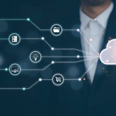 man touching connect data information cloud computing technology internet storage network concept large database big data through internet technology cloud sharing download upload min