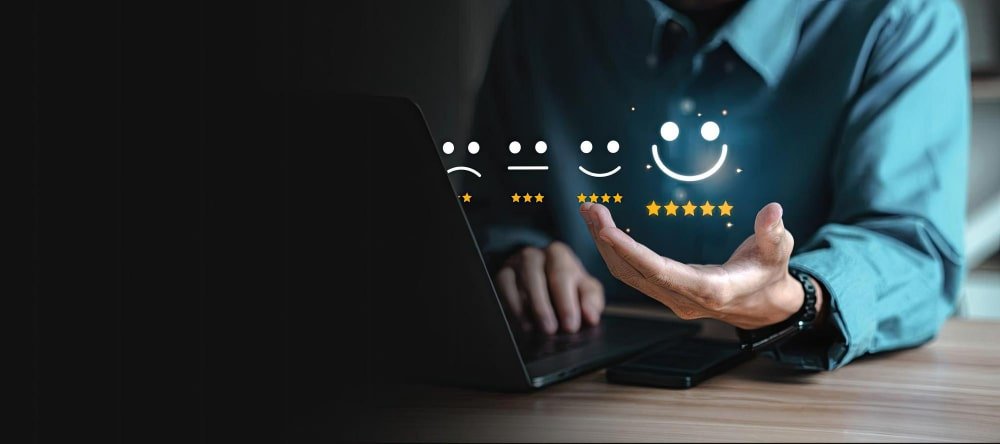 customer service best business rating experience appraisal icon hands business man satisfaction survey concept users rate their experience using service online application min
